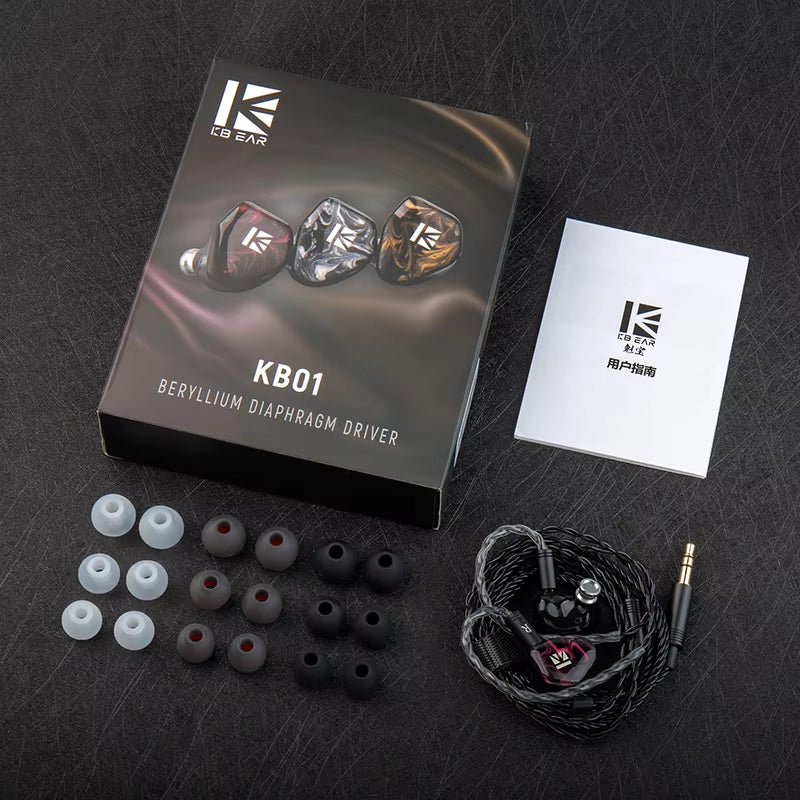 KB01 1DD 10MM Beryllium Diaphragm Dynamic Drivers HIFI Earphone Earbud Sport Gaming Headsets Live Broadcast