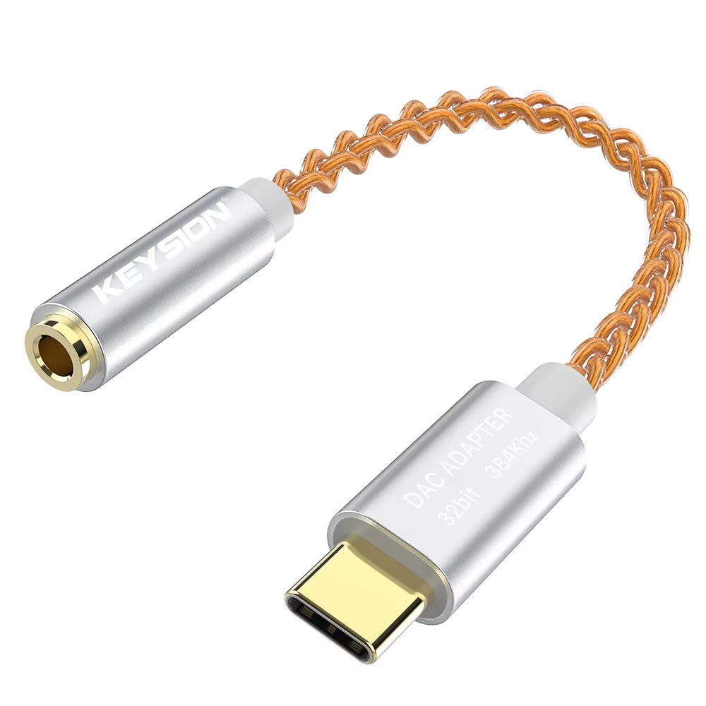 HIFI DAC Earphone Amplifier USB Type C to 3.5Mm Headphone Jack Audio Adapter 32Bit 384Khz Digital Decoder AUX Converter