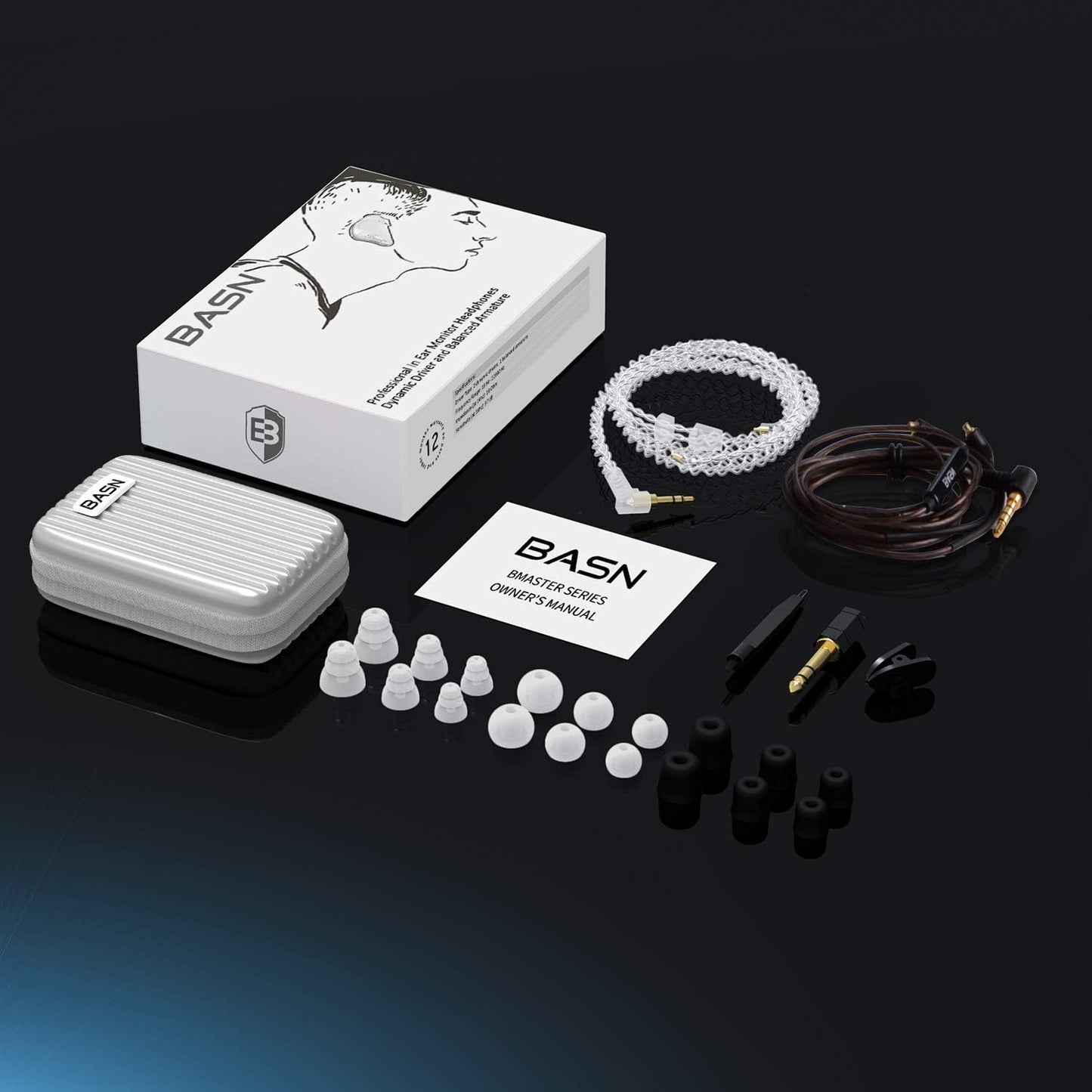 Bmaster Triple Drivers in Ear Monitor Headphone with Two Detachable Cables Fit in Ear Suitable for Audio Engineer, Musician (White)