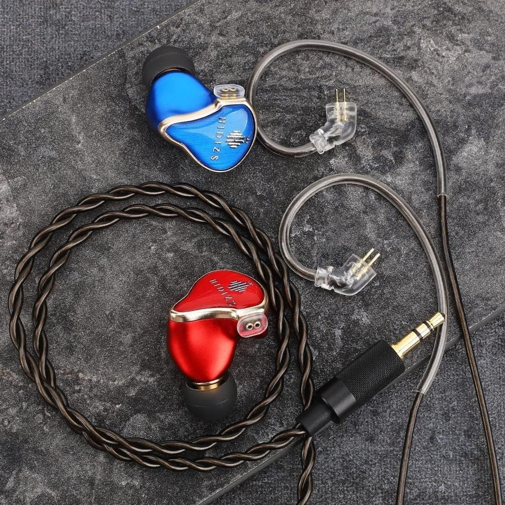 MS4 Hi-Fi Earphones (1DA + 3BA), Hi-Res Earbuds with Detachable Cable Design Four Knowles Driver Hybrid In-Ear Monitor Headphones (Blue&Red)