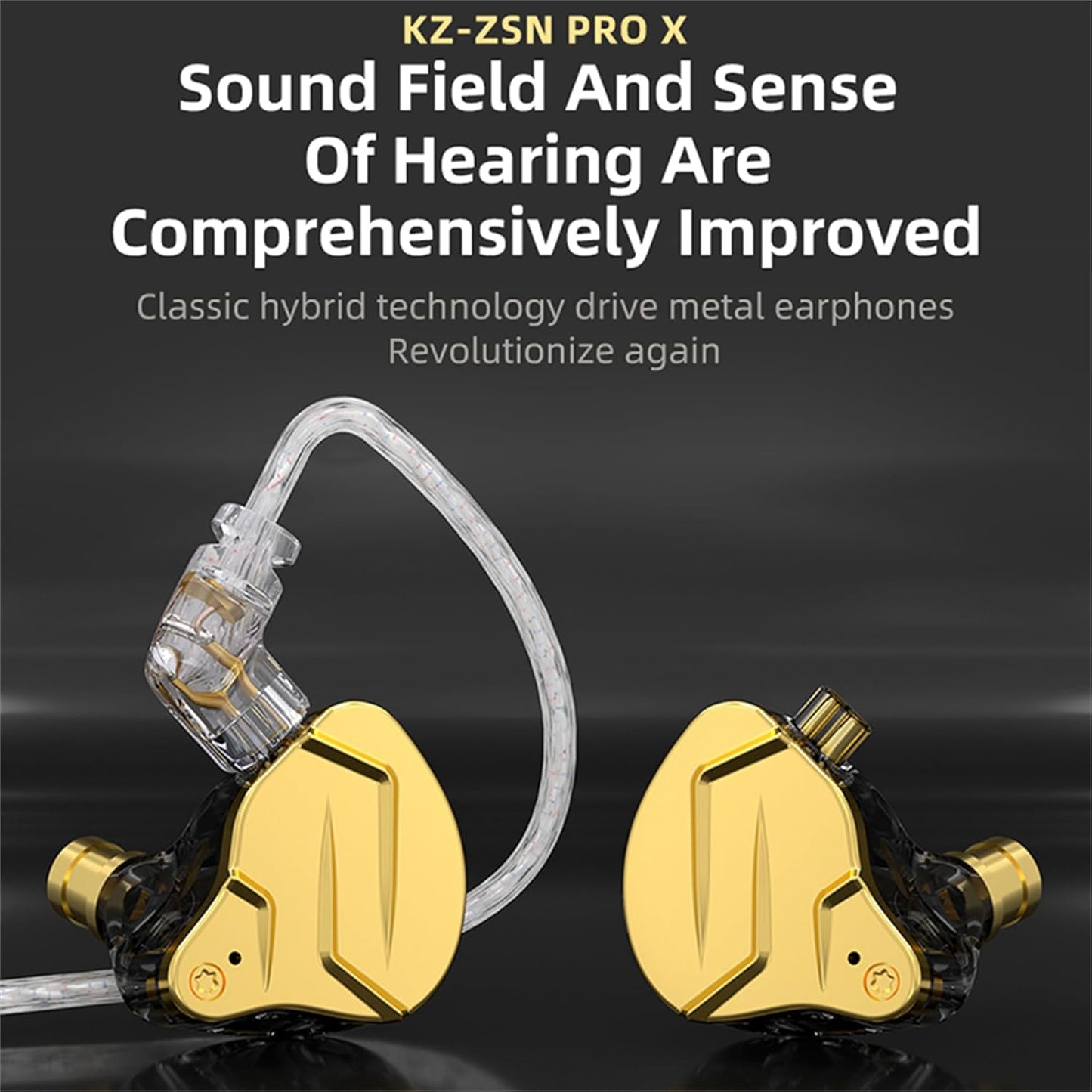 KZ ZSN Pro X IEM in Ear Monitor, Wired Gaming Earbuds, Hifi KZ Headphones with Hybrid Dual Driver 1Ba 1Dd High Fidelity Musician In-Ear Earphone with Detachable Tangle-Free Cable (Black, without Mic)