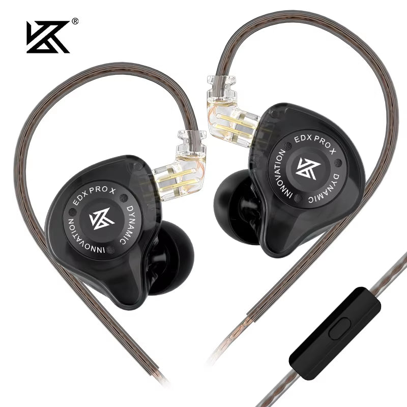 EDX PRO X IEM Earphones Dynamic Drive Hifi Deep Bass Sound Earbud Sport Music Noise Cancelling Headset with Detachable Cable