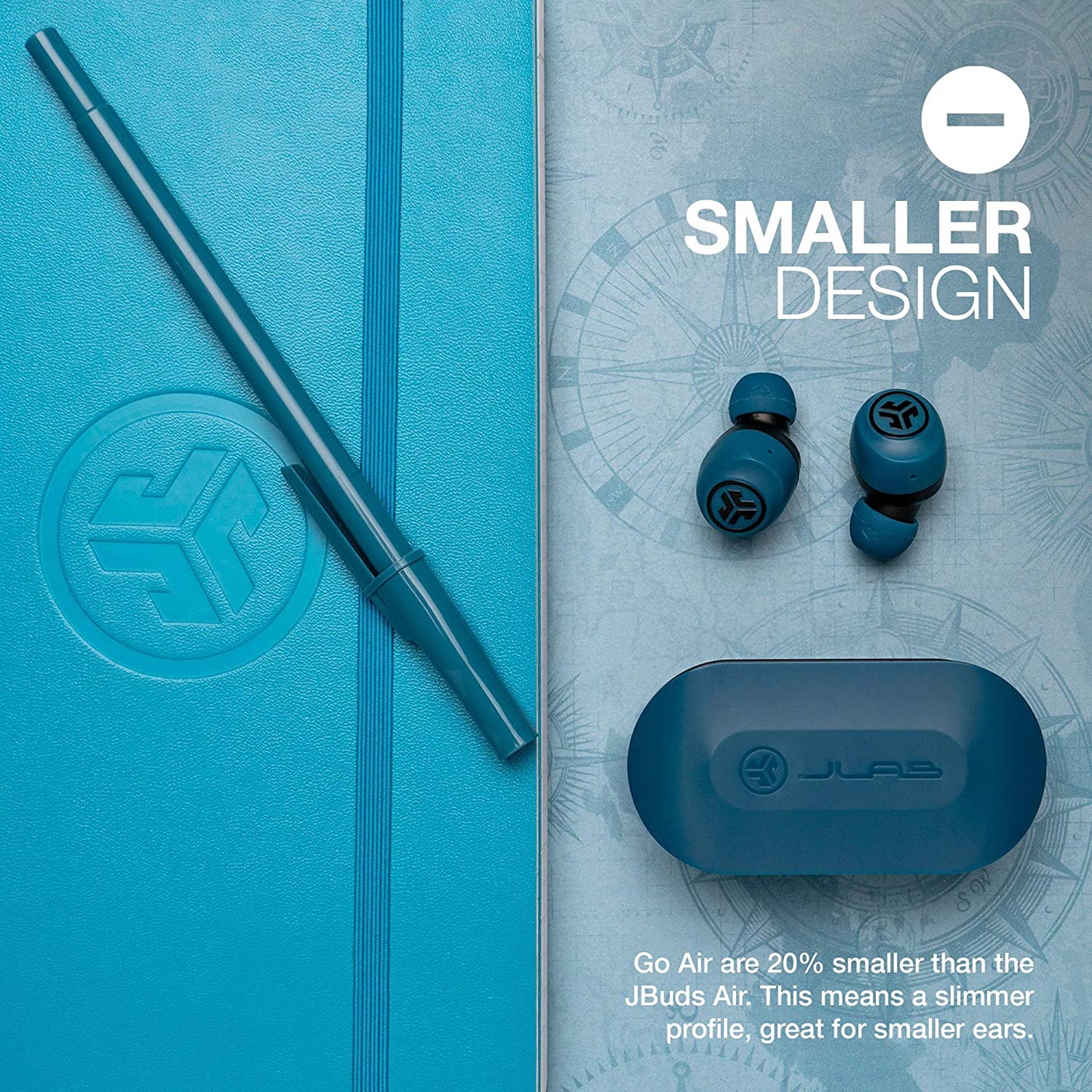Go Air True Wireless Bluetooth Earbuds + Charging Case, Dual Connect, IP44 Sweat Resistance, Bluetooth 5.0 Connection, 3 EQ Sound Settings Signature, Balanced, Bass Boost (Blue)
