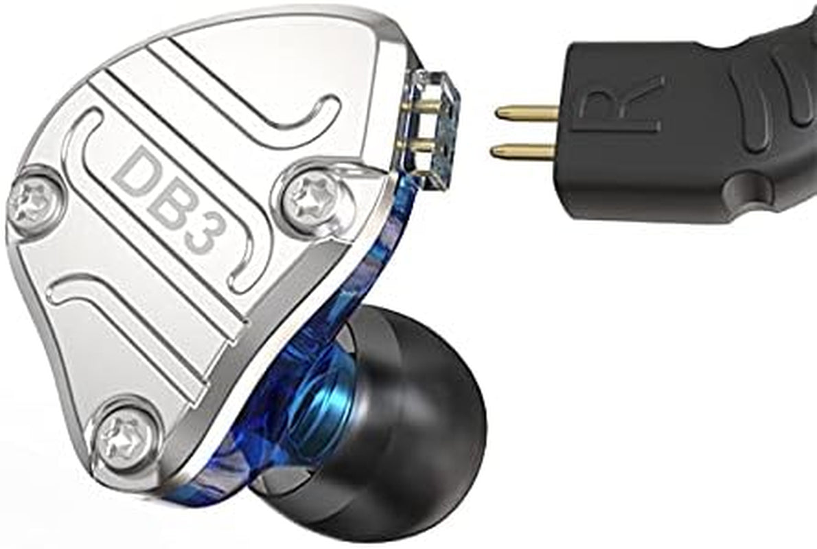 DB3 1BA+2DD Hybrid Hifi In-Ear Earphone IEM with Detachable 0.78Mm 2Pin Cable for Audiophile (Without Mic, Blue)