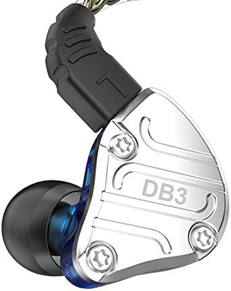 DB3 1BA+2DD Hybrid Hifi In-Ear Earphone IEM with Detachable 0.78Mm 2Pin Cable for Audiophile (Without Mic, Blue)