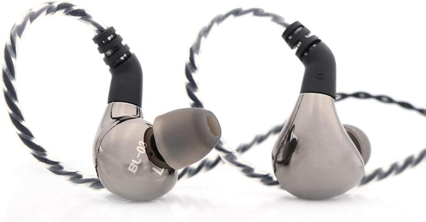 BL03 in Ear Monitor, Hifi 10Mm Carbon Diaphragm Dynamic Driver In-Ear Earphone IEM with 0.78Mm 2Pin Detachable Cable (With Mic, Brown)