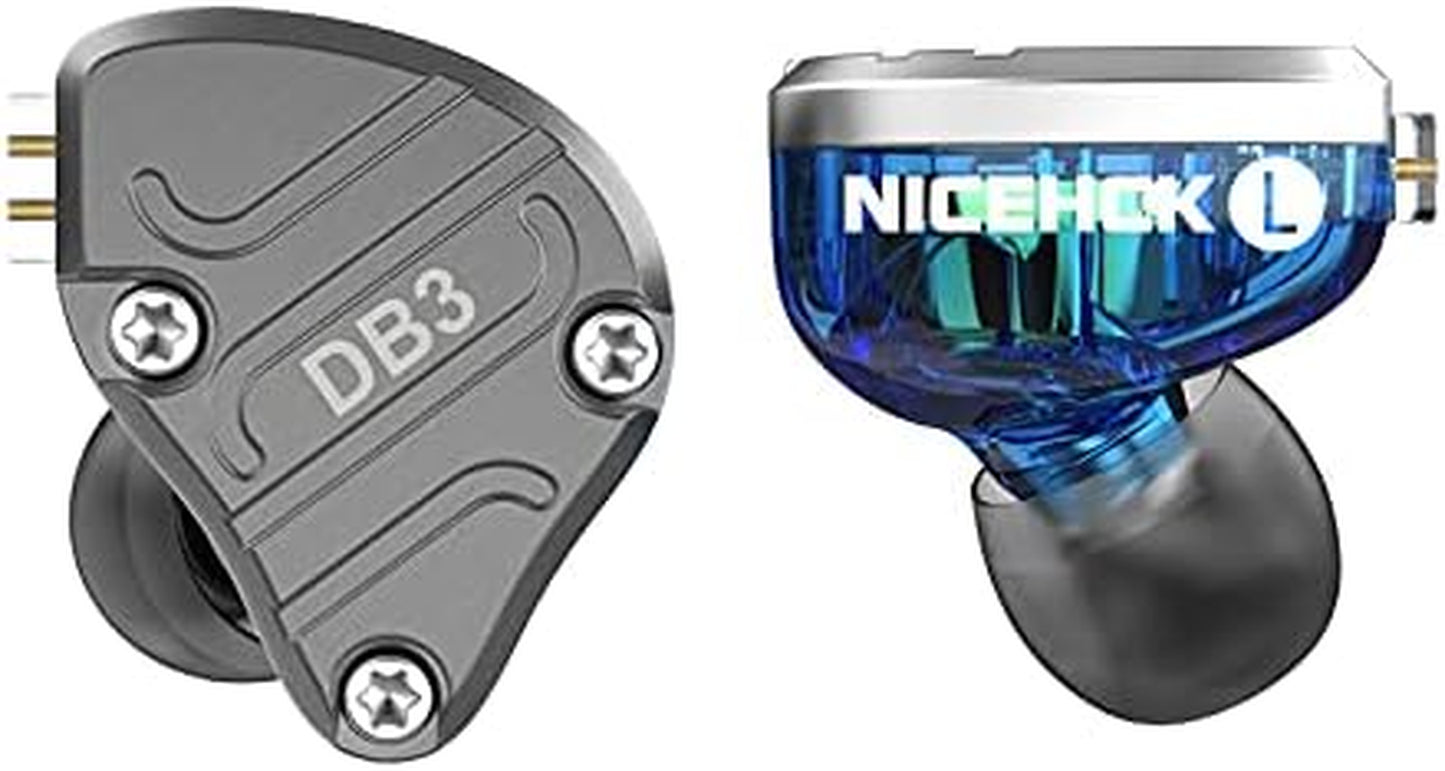 DB3 1BA+2DD Hybrid Hifi In-Ear Earphone IEM with Detachable 0.78Mm 2Pin Cable for Audiophile (Without Mic, Blue)