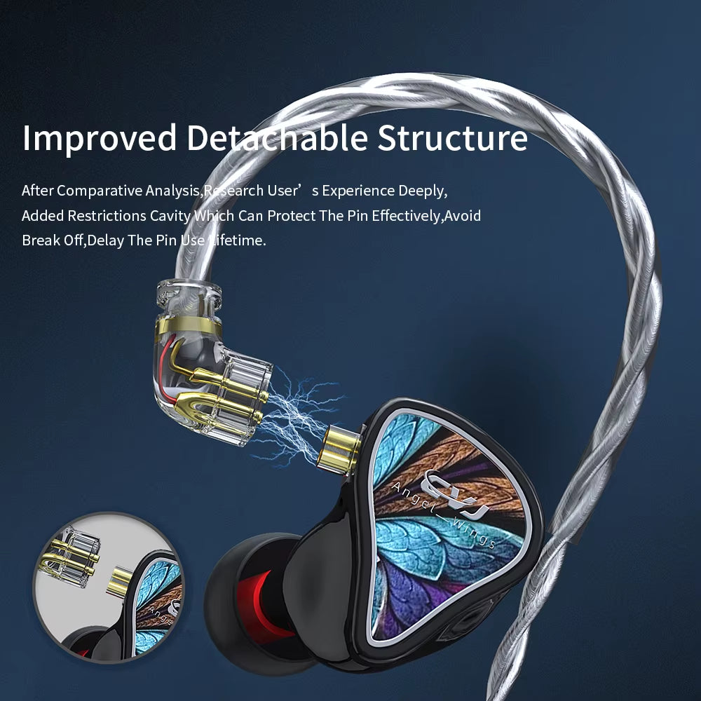 Angel Wings Wired Headphone 3.5Mm Plug IEM Headset Sports Running Karaoke Earbuds HIFI Monitor 1DD Earphone CSK CSN MIRROR