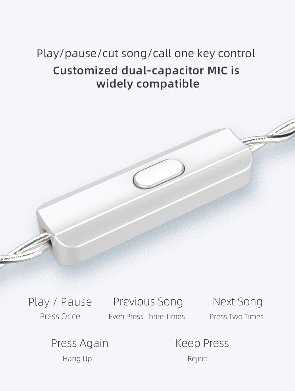 KZ ASX In-Ear Monitors, 10 Balanced Armatures Units per Side Customized Hifi IEM Wired Earphones/Earbuds/Headphones with Detachable Cable 2Pin for Musician Audiophile (Without Mic, Black)