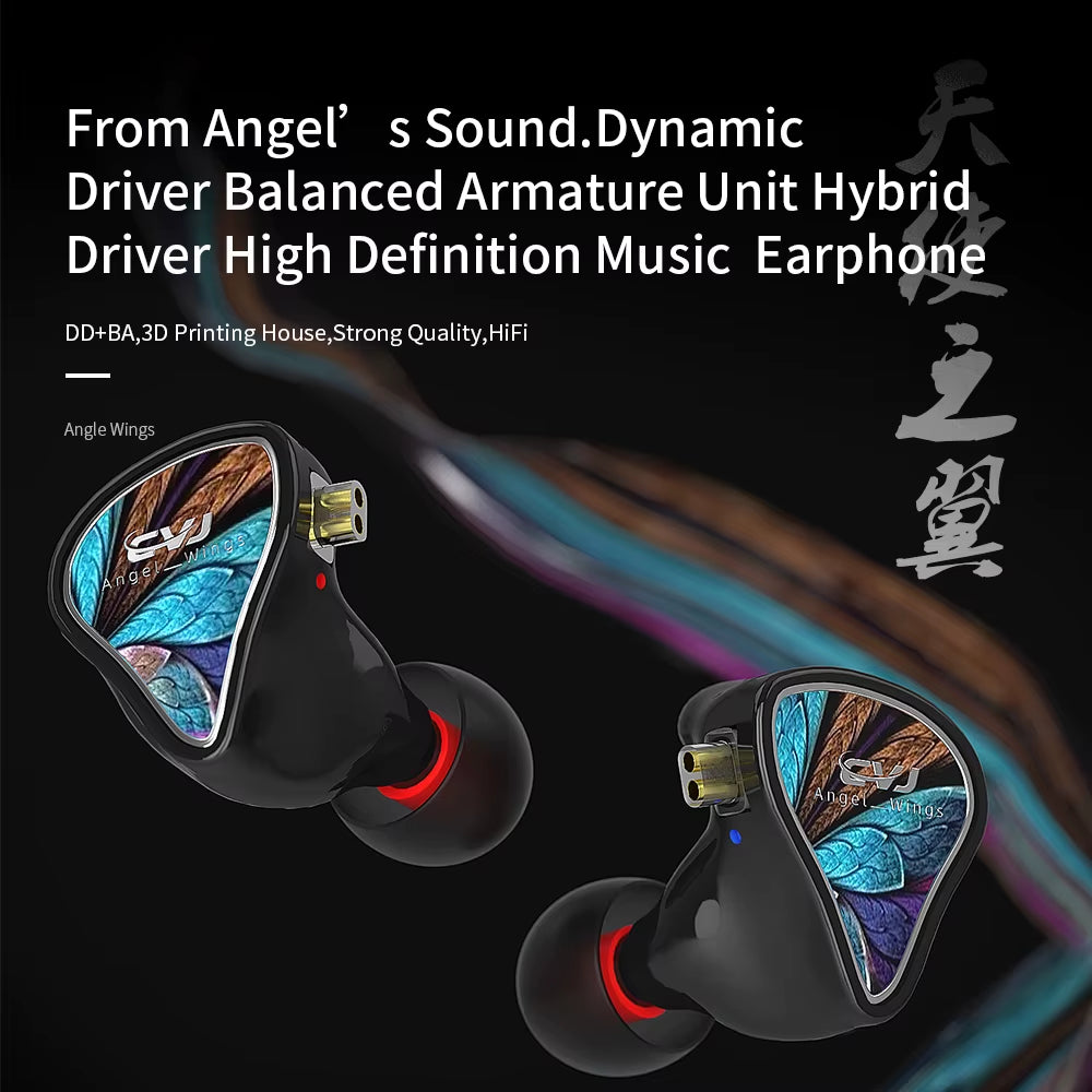 Angel Wings Wired Headphone 3.5Mm Plug IEM Headset Sports Running Karaoke Earbuds HIFI Monitor 1DD Earphone CSK CSN MIRROR
