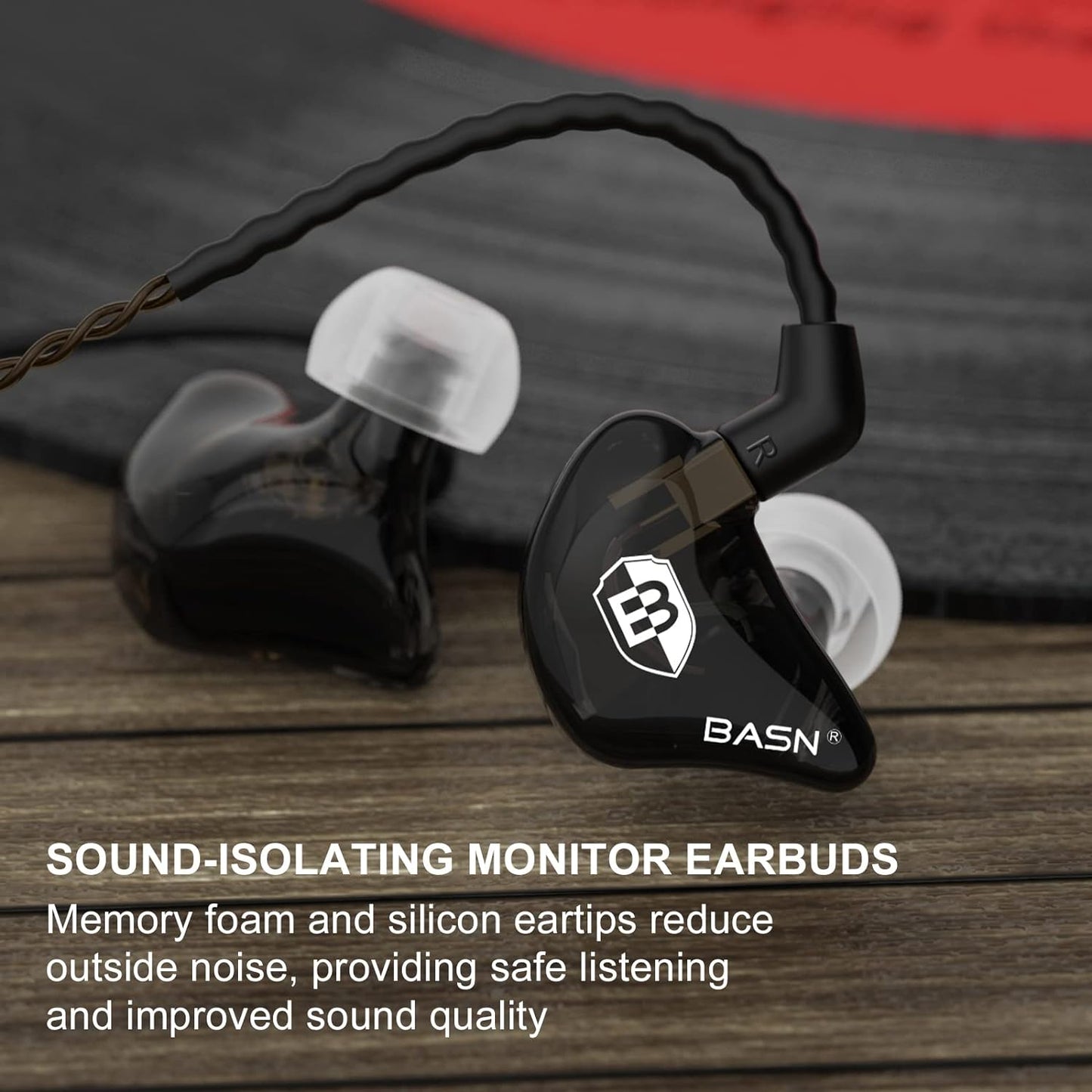 in Ear Monitor Headphones for Musicians, Bsinger 2Nd Generation Sound Isolating Earphones with Dual Dynamic Drivers Detachable MMCX Cable (Black)…