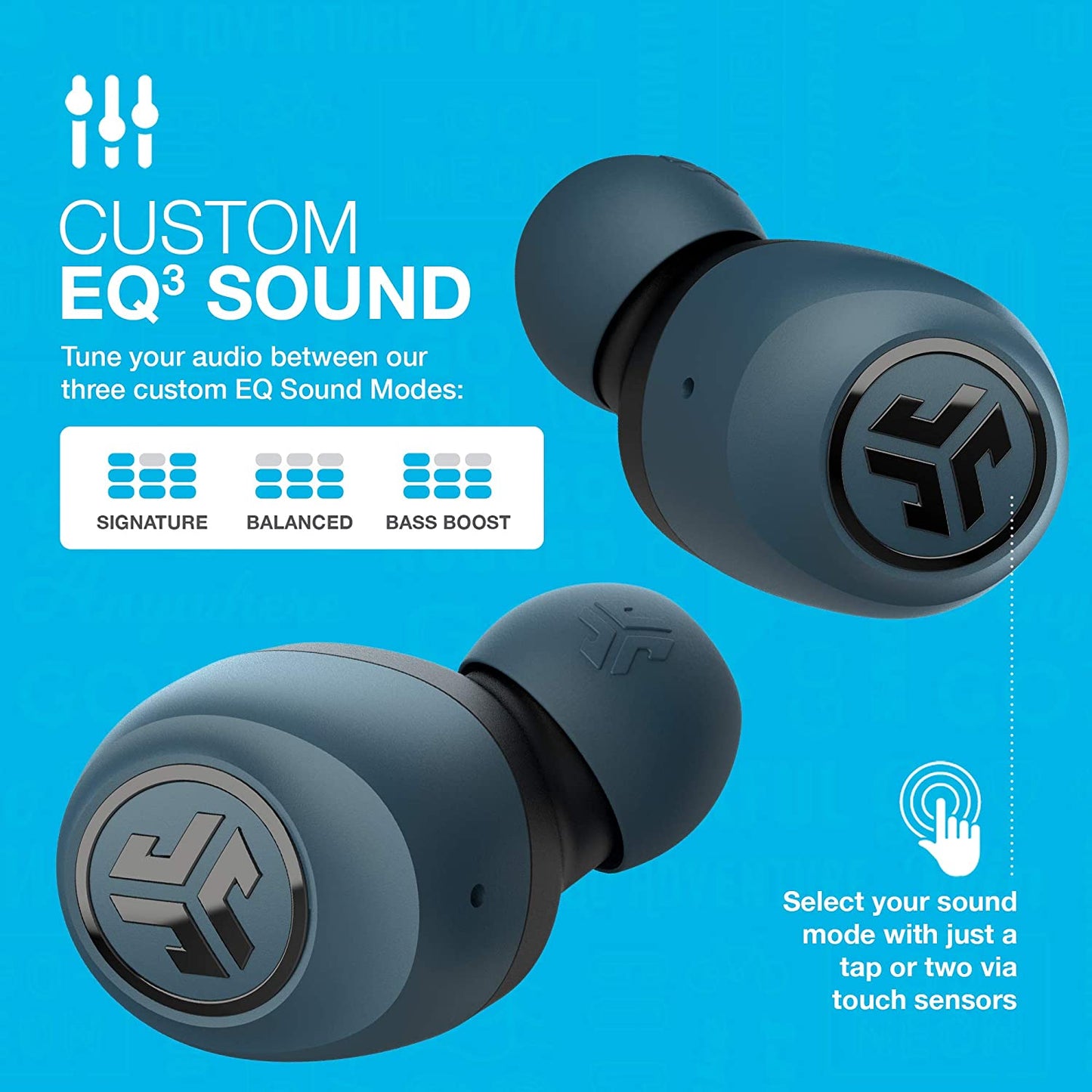 Go Air True Wireless Bluetooth Earbuds + Charging Case, Dual Connect, IP44 Sweat Resistance, Bluetooth 5.0 Connection, 3 EQ Sound Settings Signature, Balanced, Bass Boost (Blue)