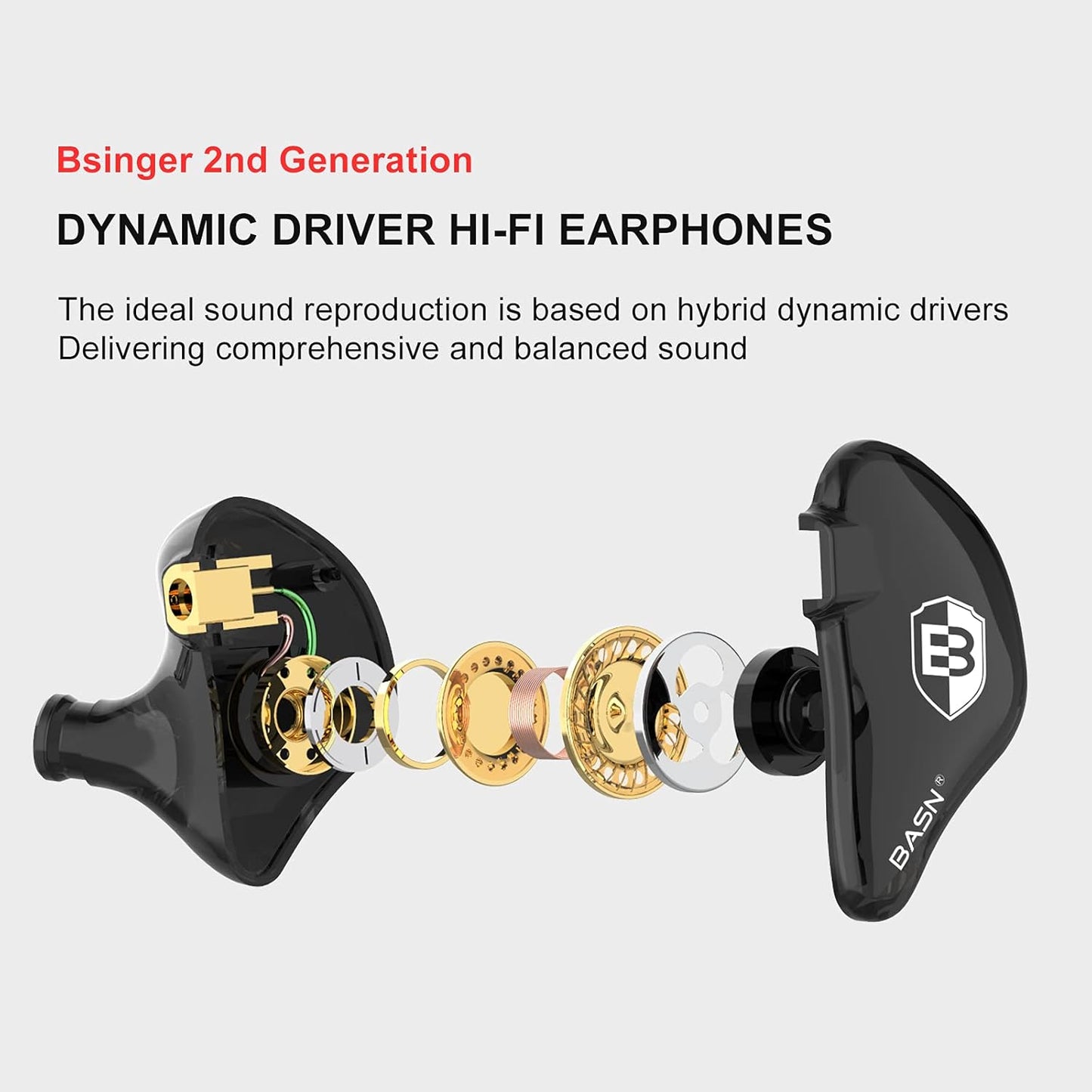 in Ear Monitor Headphones for Musicians, Bsinger 2Nd Generation Sound Isolating Earphones with Dual Dynamic Drivers Detachable MMCX Cable (Black)…