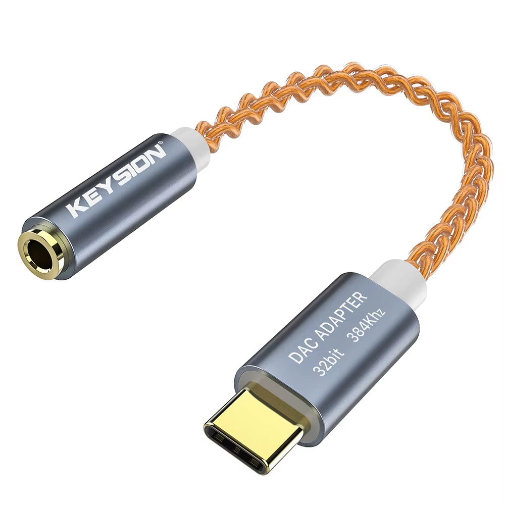HIFI DAC Earphone Amplifier USB Type C to 3.5Mm Headphone Jack Audio Adapter 32Bit 384Khz Digital Decoder AUX Converter