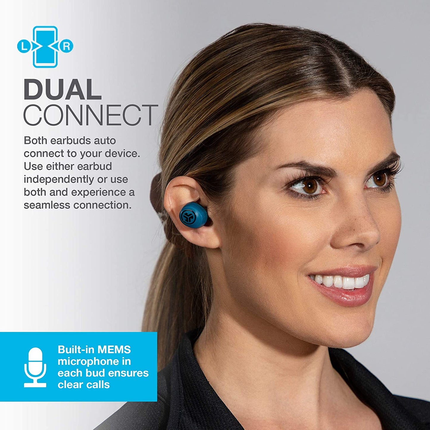 Go Air True Wireless Bluetooth Earbuds + Charging Case, Dual Connect, IP44 Sweat Resistance, Bluetooth 5.0 Connection, 3 EQ Sound Settings Signature, Balanced, Bass Boost (Blue)
