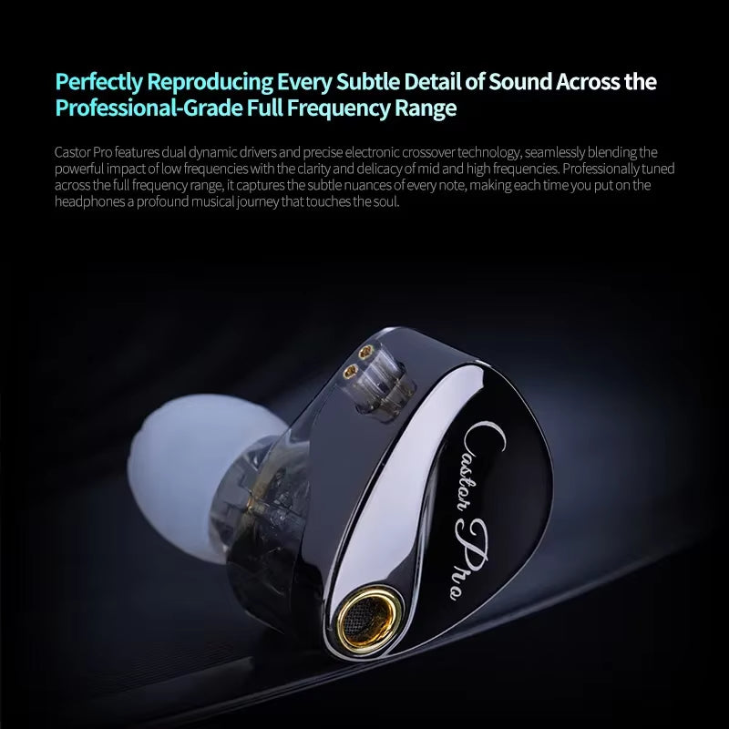 Castor PRO Wired In-Ear Earphones Dynamic Drivers High-End Tunable Earphones HIFI Sound IEM Bass Headphones Gaming Headset