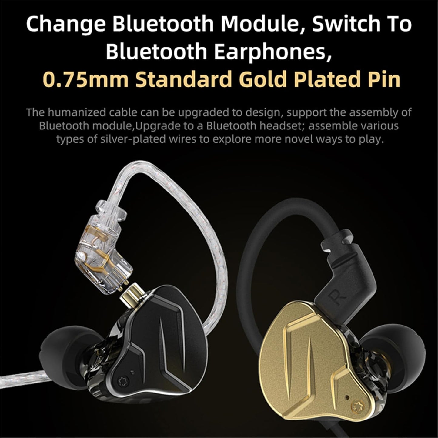 KZ ZSN Pro X IEM in Ear Monitor, Wired Gaming Earbuds, Hifi KZ Headphones with Hybrid Dual Driver 1Ba 1Dd High Fidelity Musician In-Ear Earphone with Detachable Tangle-Free Cable (Black, without Mic)