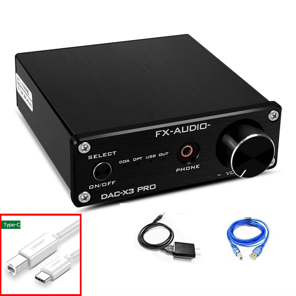 FX-AUDIO DAC-X3PRO USB DAC ESS9023 Headphone Amplifier CS8416 Support ASRC Transmission Hifi Portable Decoder Headphone Amp 24-B