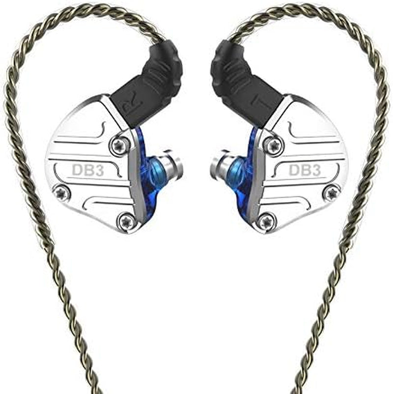 DB3 1BA+2DD Hybrid Hifi In-Ear Earphone IEM with Detachable 0.78Mm 2Pin Cable for Audiophile (Without Mic, Blue)
