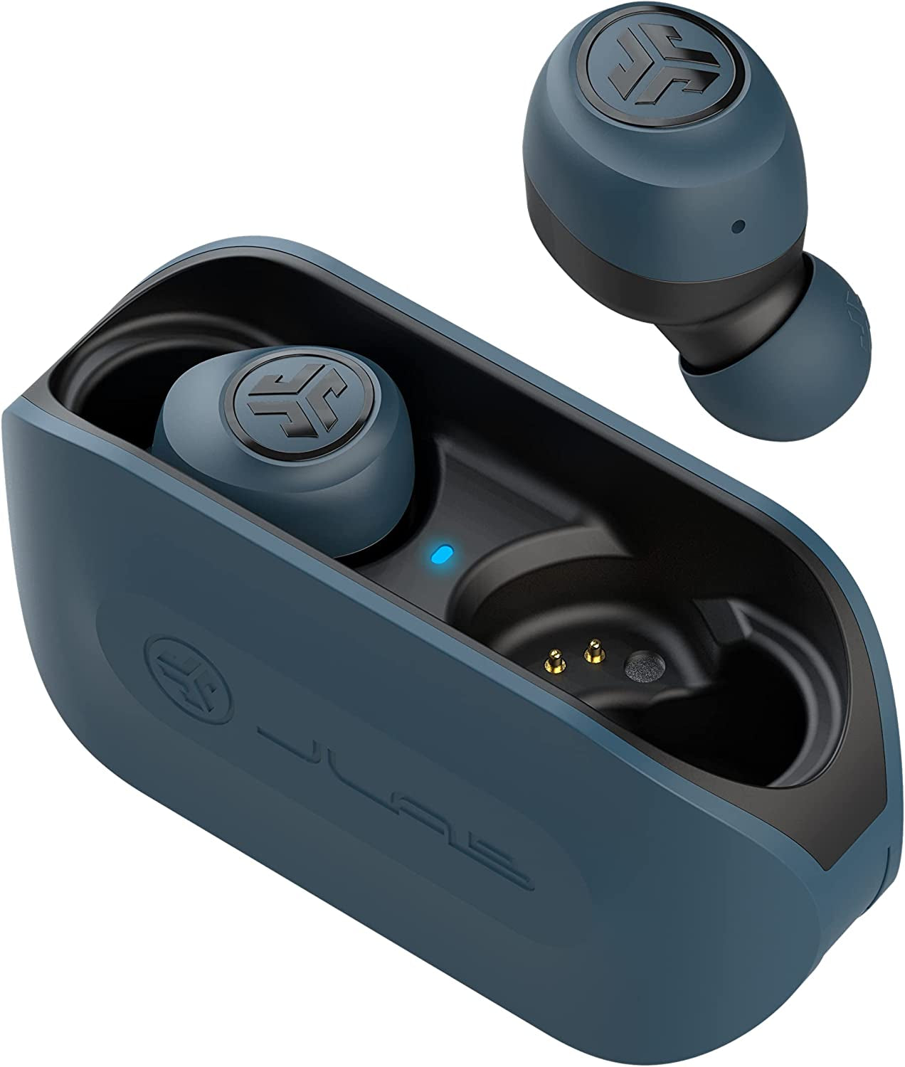 Go Air True Wireless Bluetooth Earbuds + Charging Case, Dual Connect, IP44 Sweat Resistance, Bluetooth 5.0 Connection, 3 EQ Sound Settings Signature, Balanced, Bass Boost (Blue)