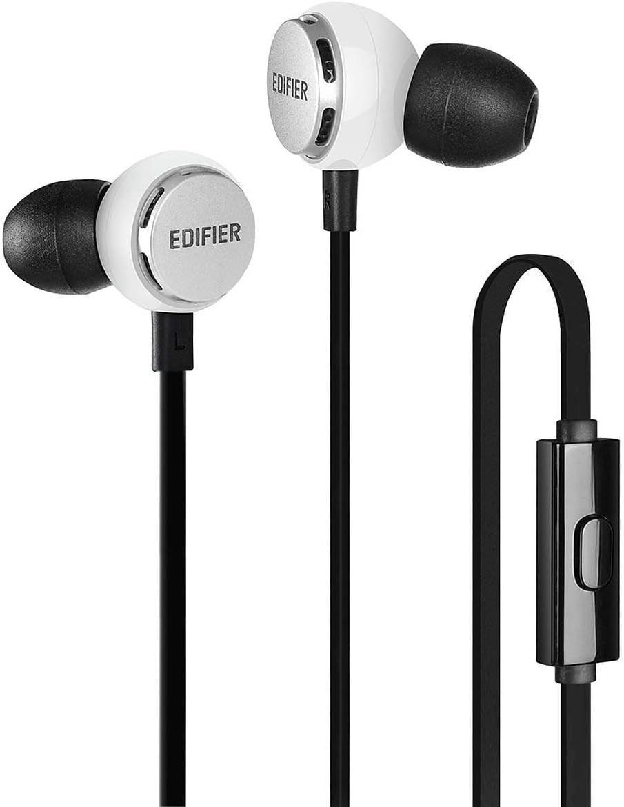 P293 Hi-Fi In-Ear Headphones - Earbud Headset IEM in Ear Monitor Headphone Cellphone Earphones with Mic and Remote (White)