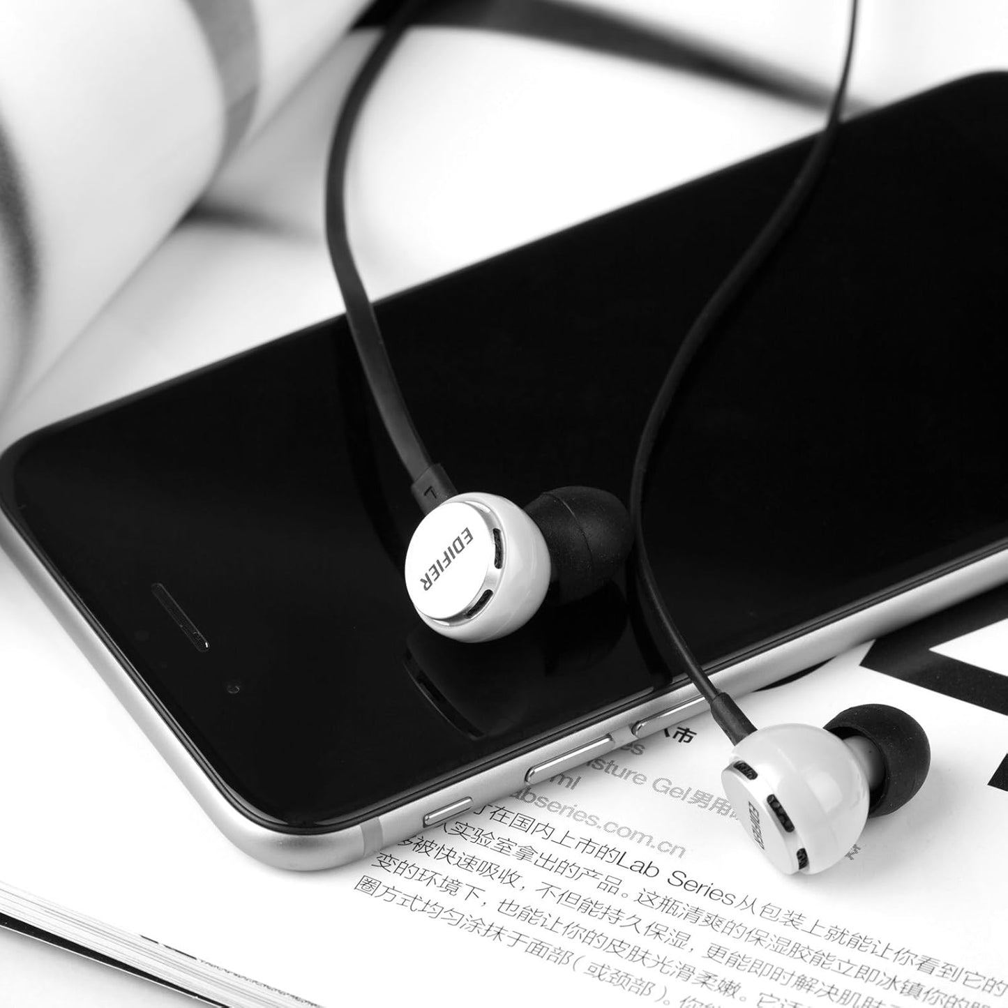 P293 Hi-Fi In-Ear Headphones - Earbud Headset IEM in Ear Monitor Headphone Cellphone Earphones with Mic and Remote (White)
