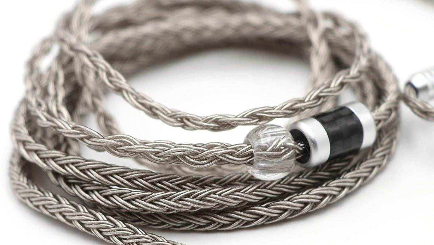 Zonie IEM Cable, 16 Core Silver Plated Earphone Upgraded Cords, 1.25M SPC in Ear Monitor Cable for 7Hz Zero:2 Orchestra Lite Cadenza Hype4 Supermix4(2Pin 0.78Mm, 3.5Mm)(Grey)