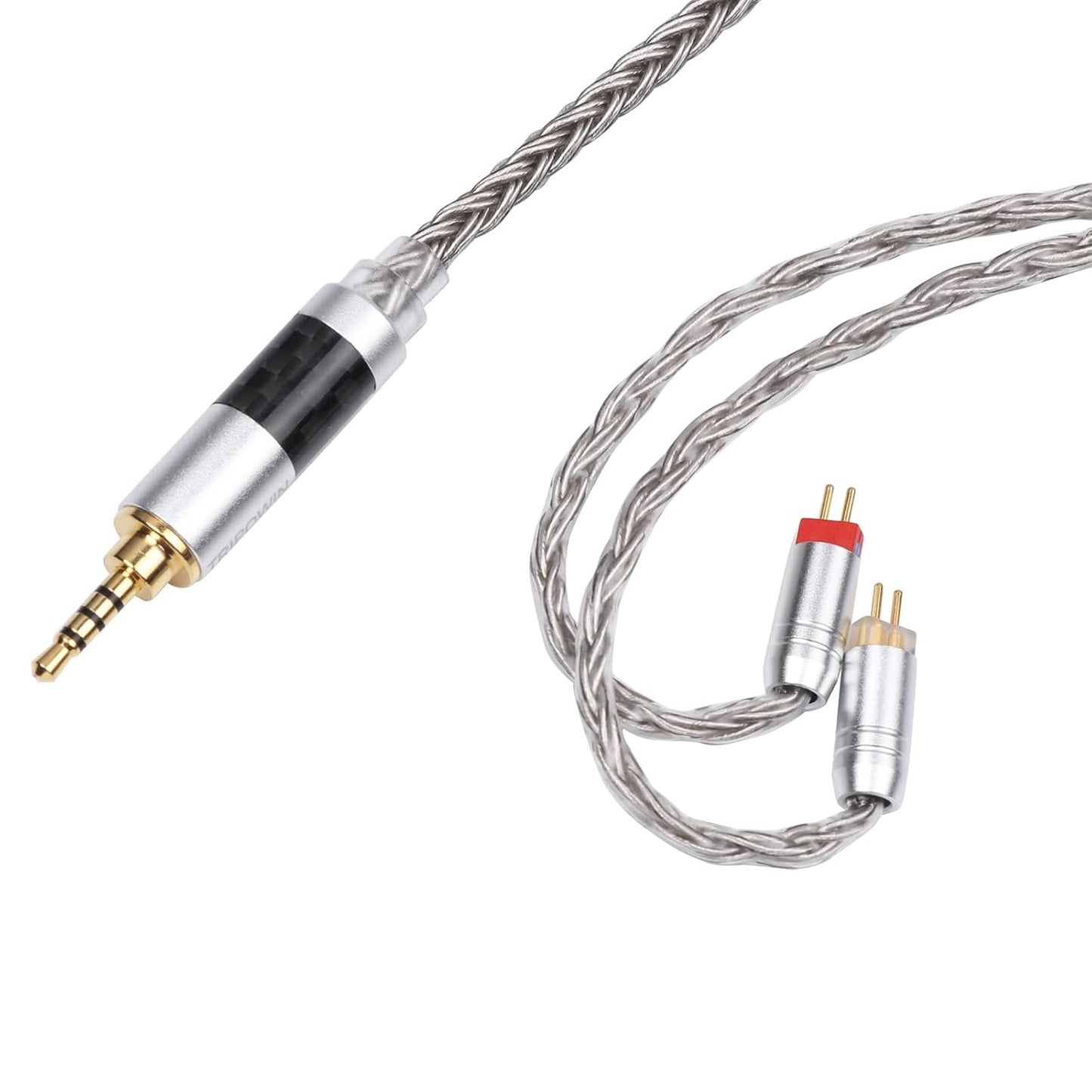 Zonie IEM Cable, 16 Core Silver Plated Earphone Upgraded Cords, 1.25M SPC in Ear Monitor Cable for 7Hz Zero:2 Orchestra Lite Cadenza Hype4 Supermix4(2Pin 0.78Mm, 3.5Mm)(Grey)