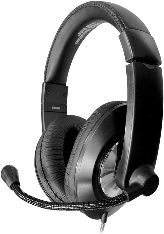 Hamilton Buhl Smart-Trek Headset || Durable Steel-Reinforced Gooseneck Mic, 3.5Mm TRRS Plug, Black (ST2BK)